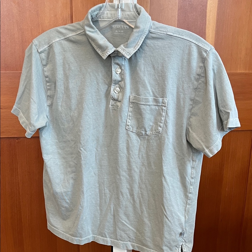 Crewcuts Pale Blue Short Sleeve Polo with Chest Pocket